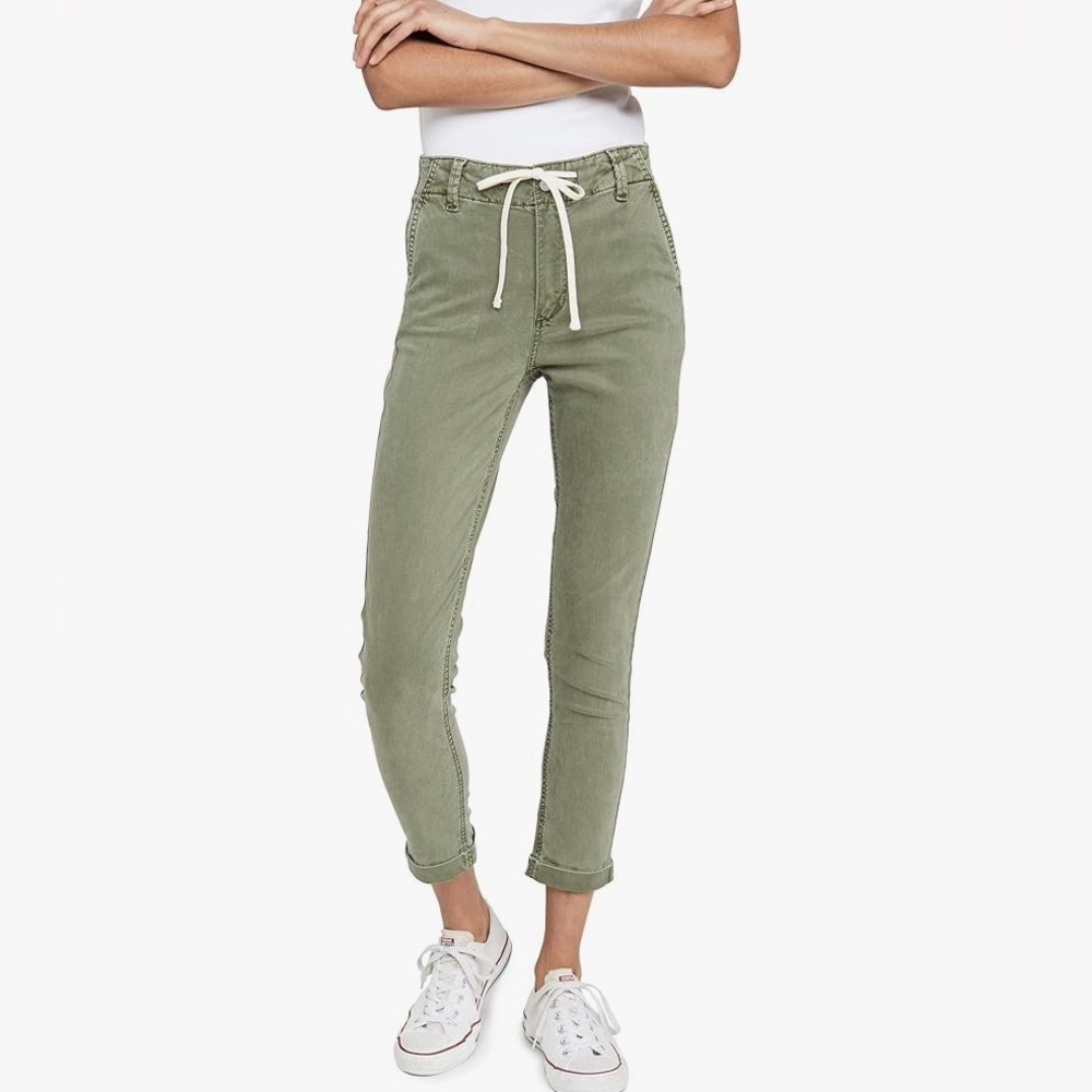 PAIGE Women's Christy Drawstring Waist Pant Soft Vintage Coastal Green Size 29